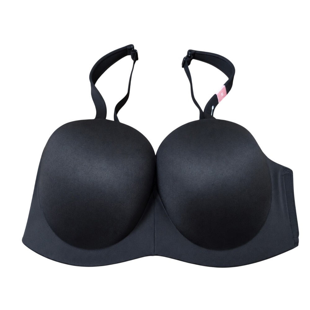 NEW Cacique 38F Black Lightly Lined T-Shirt No Wire Bra Wireless Comfort 1087776